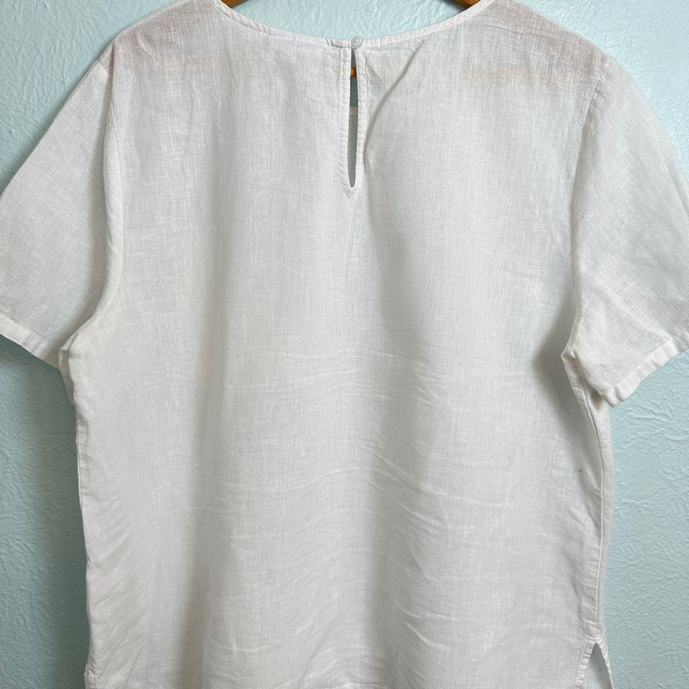Liz Claiborne White Linen Blend Women’s Short Sleeve Shirt Size L - Picture 2 of 10